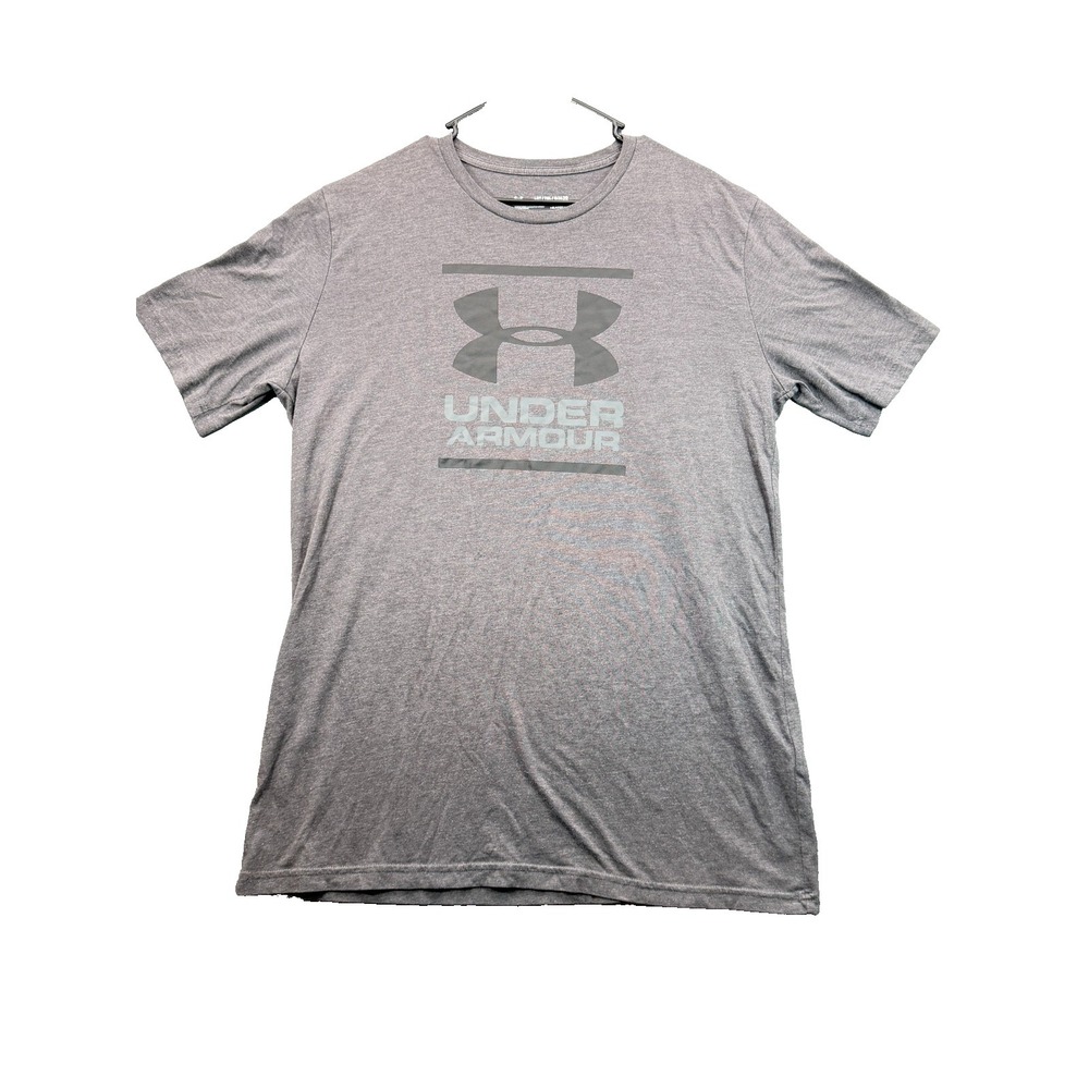 Under Armour HeatGear Mens Large Tall Grey Heather Graphic Tee Shirt Loose Fit - Picture 1 of 5